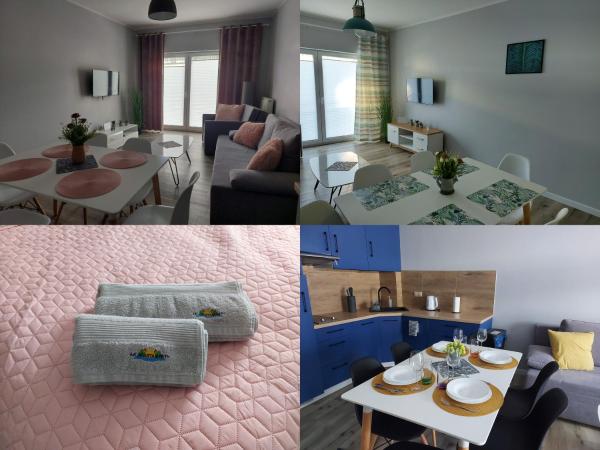 Apartamenty z tarasami "Miętowy spokój 15" "Romantyczna szarość 16" "Niebieska elegancja 17" maksymalnie dla 6 osób, Buchen Sie Ferienwohnung Hotels in Westpommern mit Pool, Schwimmbad