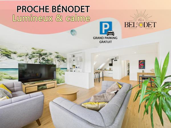 Villa BelOdet, appartements modernes au calme, terrasses pour les T2, grand jardin et parking gratuit, à 5 min des plages de Bénodet, Prenota  Hotel a Bretagna con parcheggio, Parcheggio