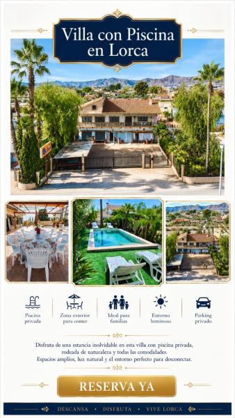 Casa-Villa en Lorca relax vistas y piscina privada, Buchen Sie  Hotels mit Pool in Lorca, Schwimmbad